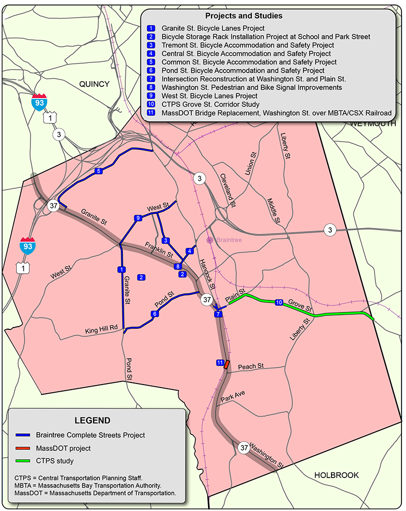 Figure 17 is a map showing the relevant projects and studies in the corridor. 